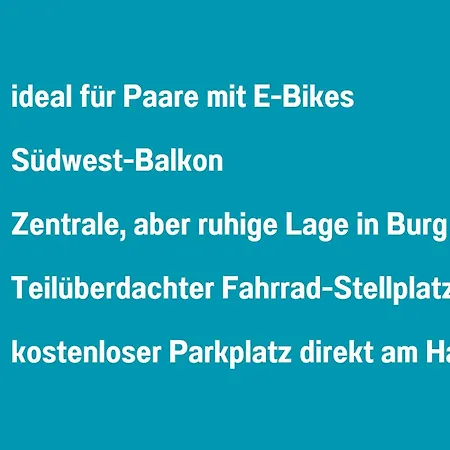 Appartement Casa Ueberall - Ruhige Dg-ferienwohnung Fuer 2 Erwachsene In Burg - Balkon Mit Abendsonne, Hochwertige Ausstattung, Ueberdachter E-bike-stellplatz, Naehe Zur Altstadt & Restaurants