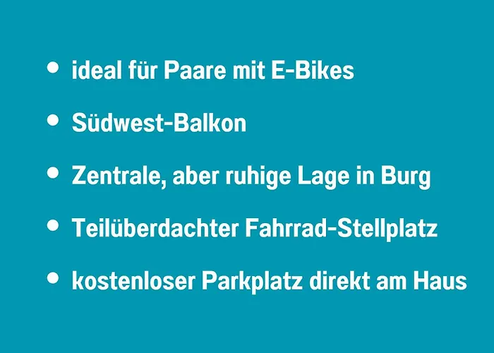 Appartement Casa Ueberall - Ruhige Dg-ferienwohnung Fuer 2 Erwachsene In Burg - Balkon Mit Abendsonne, Hochwertige Ausstattung, Ueberdachter E-bike-stellplatz, Naehe Zur Altstadt & Restaurants